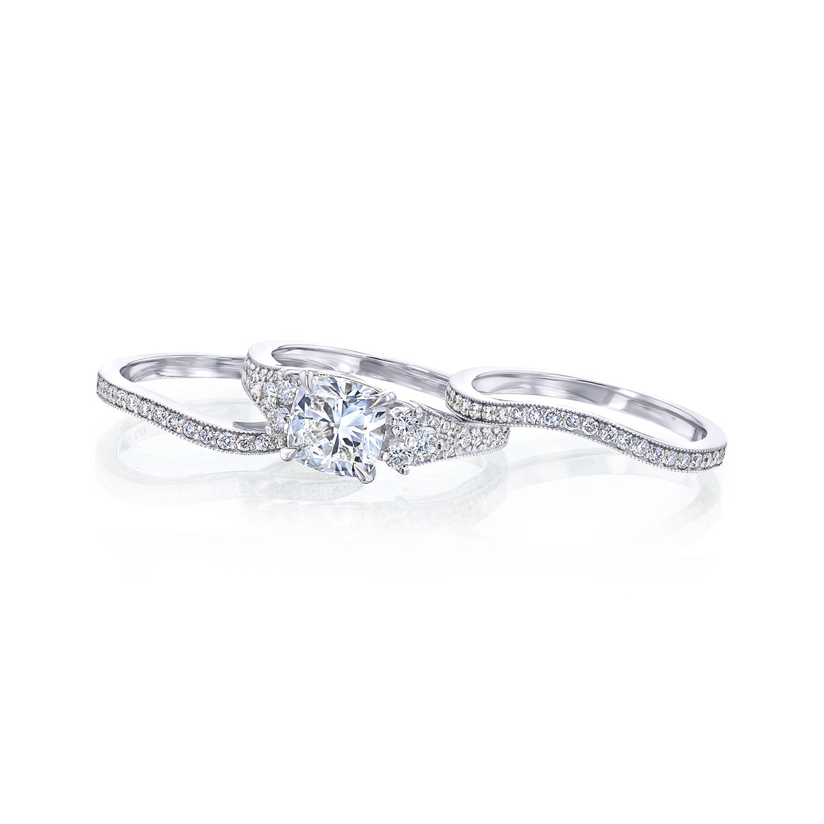 Lab Grown Diamond Side Cluster Grindelwald 3pc Bridal Set