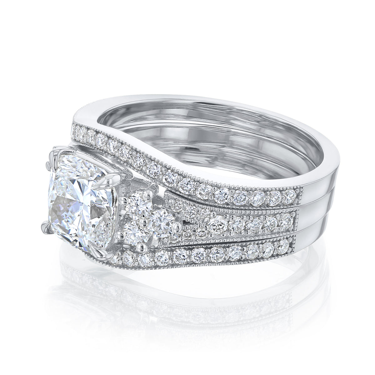 Lab Grown Diamond Side Cluster Grindelwald 3pc Bridal Set