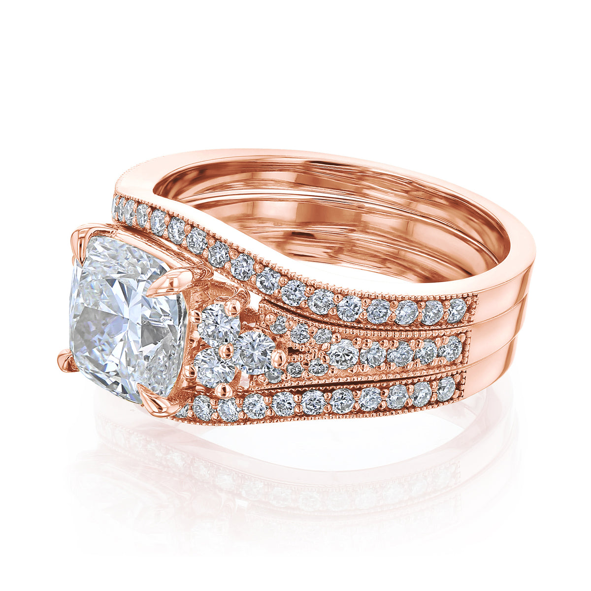 Lab Grown Diamond Side Cluster Grindelwald 3pc Bridal Set