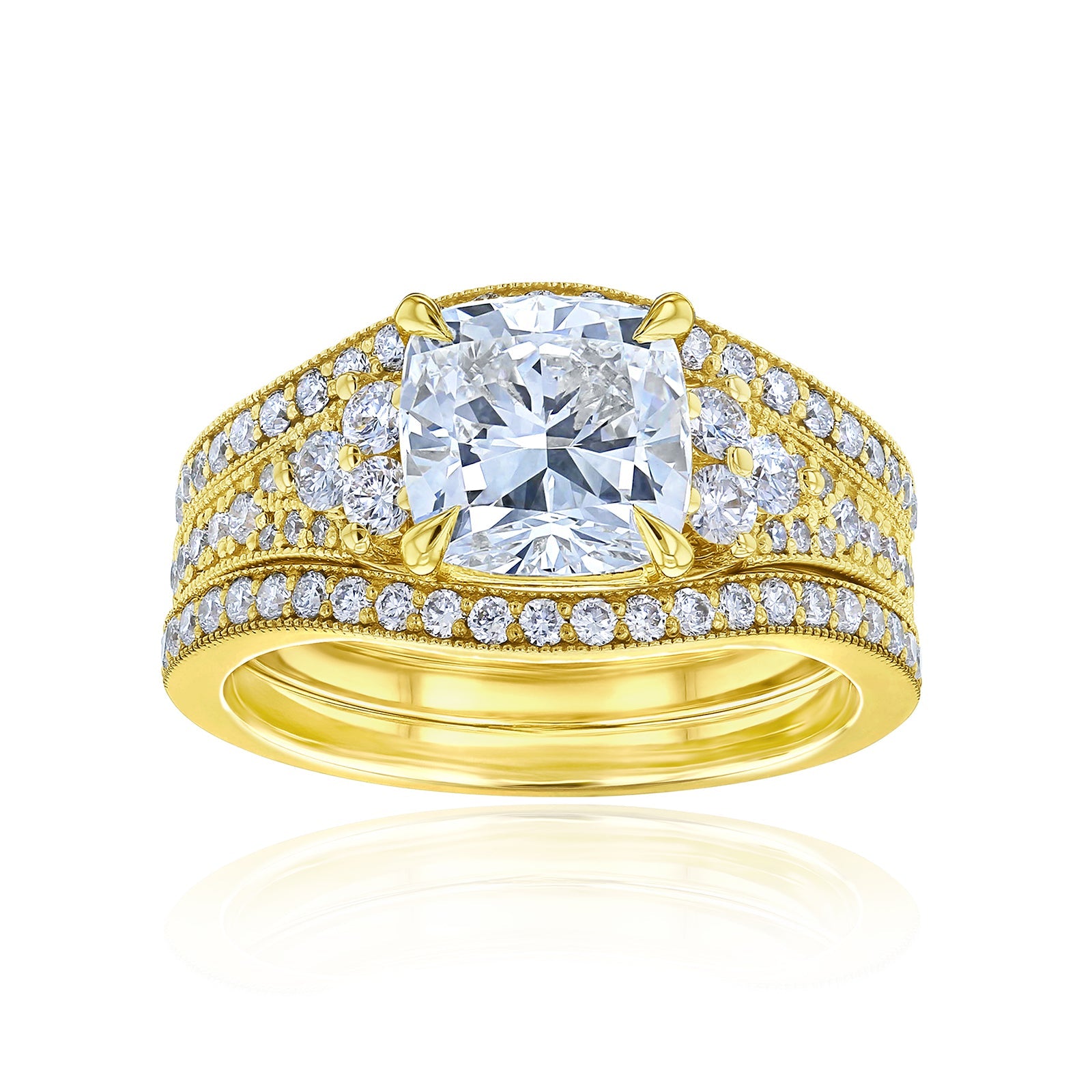 Lab Grown Diamond Side Cluster Grindelwald 3pc Bridal Set