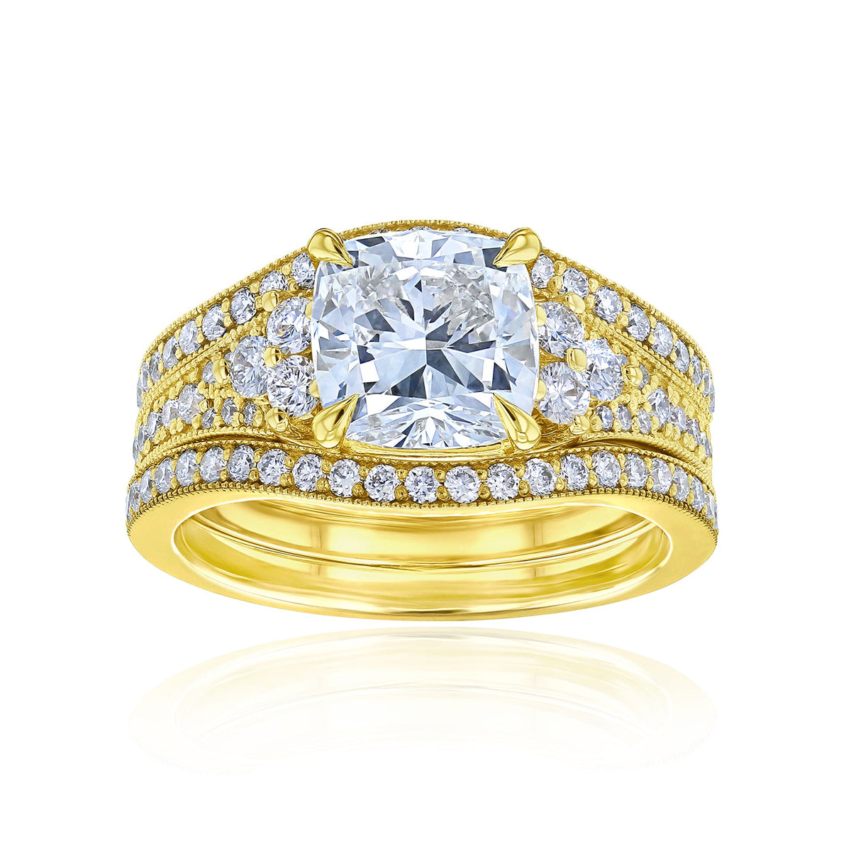 Lab Grown Diamond Side Cluster Grindelwald 3pc Bridal Set