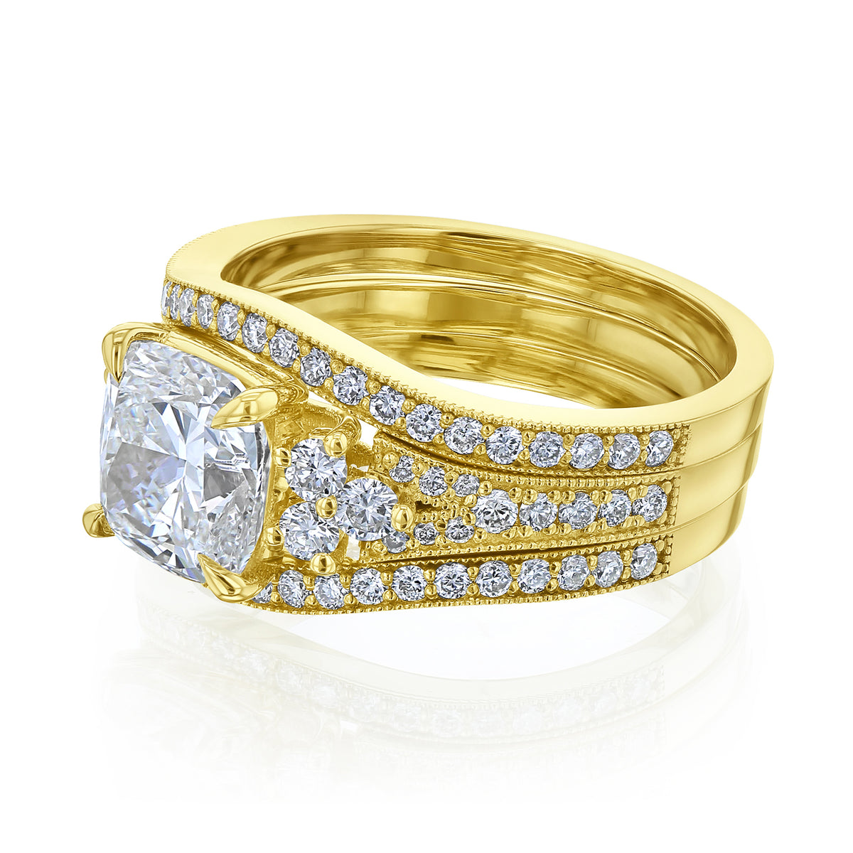 Lab Grown Diamond Side Cluster Grindelwald 3pc Bridal Set