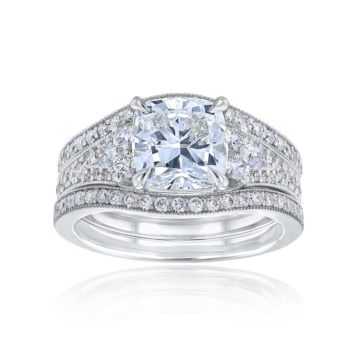 Lab Grown Diamond Side Cluster Grindelwald 3pc Bridal Set