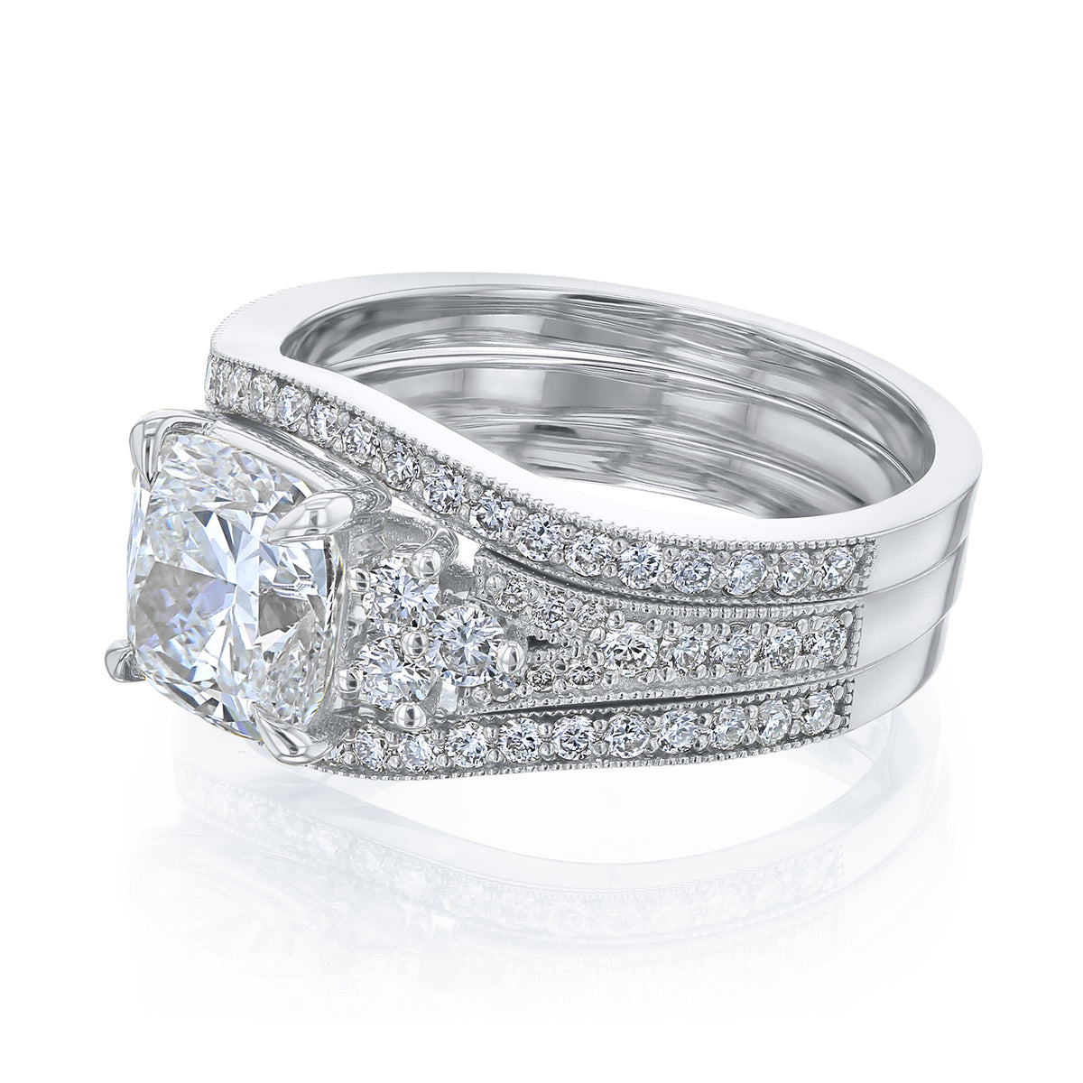 Lab Grown Diamond Side Cluster Grindelwald 3pc Bridal Set