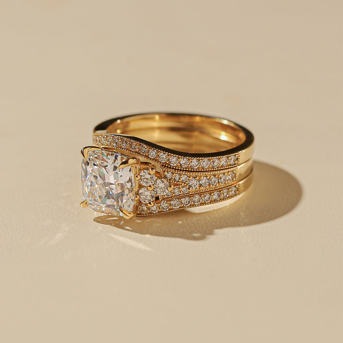 Lab Grown Diamond Side Cluster Grindelwald 3pc Bridal Set