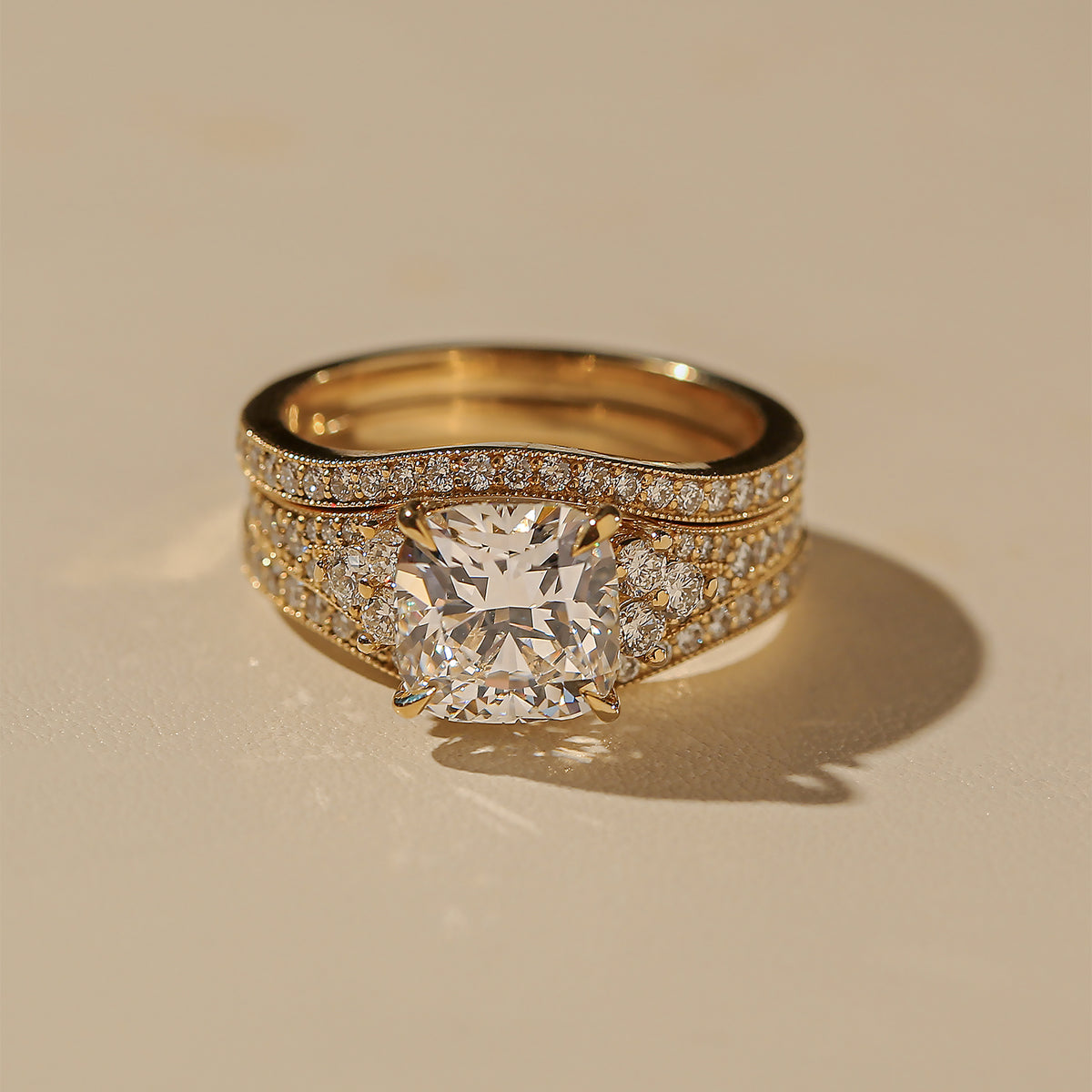 Lab Grown Diamond Side Cluster Grindelwald 3pc Bridal Set