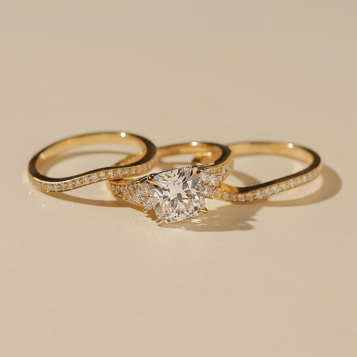 Lab Grown Diamond Side Cluster Grindelwald 3pc Bridal Set