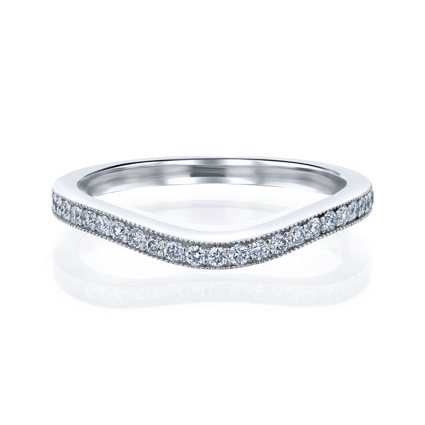 Lab Grown Diamond Curved Shadow Wedding Band in White Gold