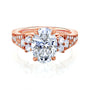Kobelli 2.4 Carat Lab Grown Diamond Oval Side Cluster Vintage Style Interlaken Engagement Ring in rose gold metal