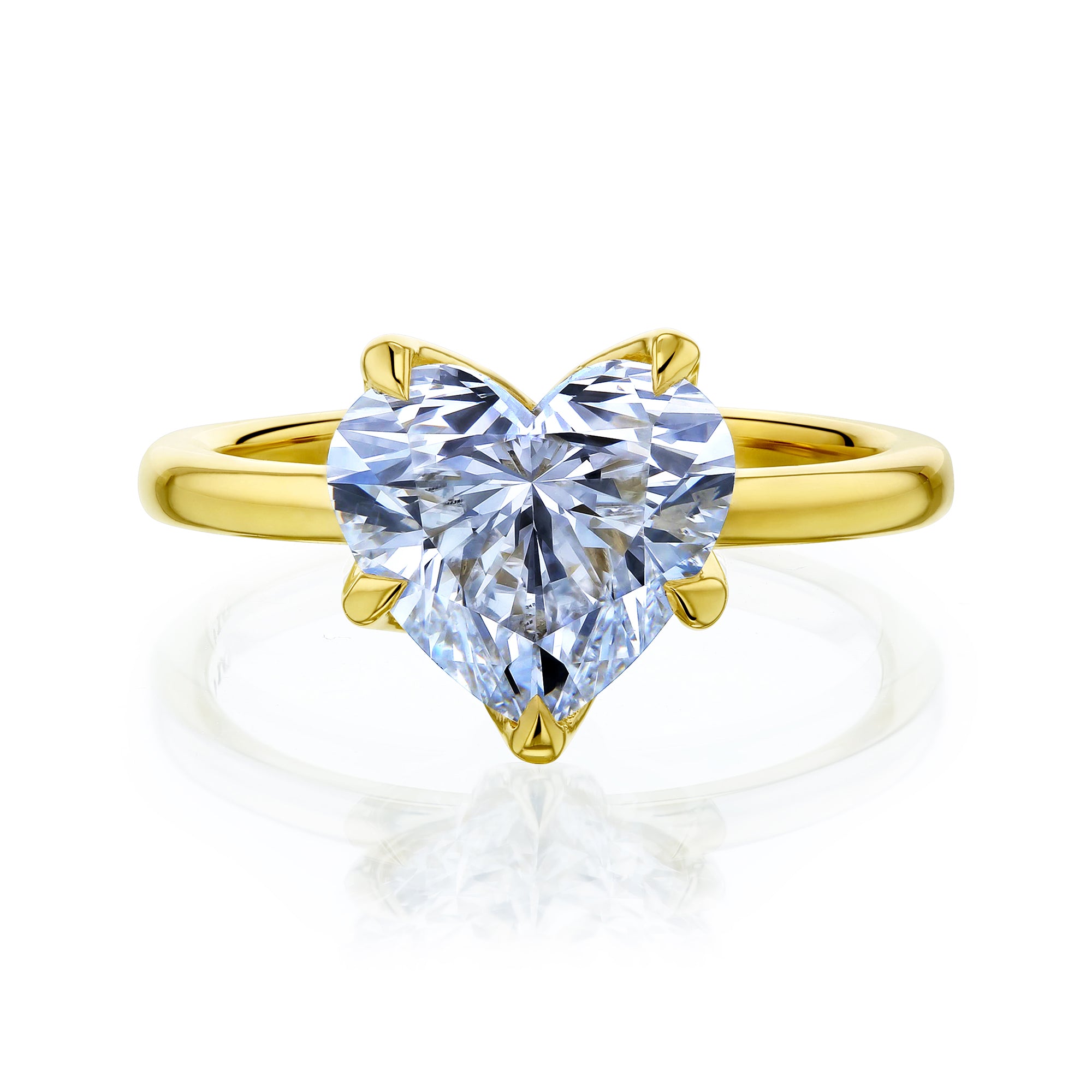 3 Carat Lab Grown Diamond Solitaire Plain Comfort Band Clover Ring
