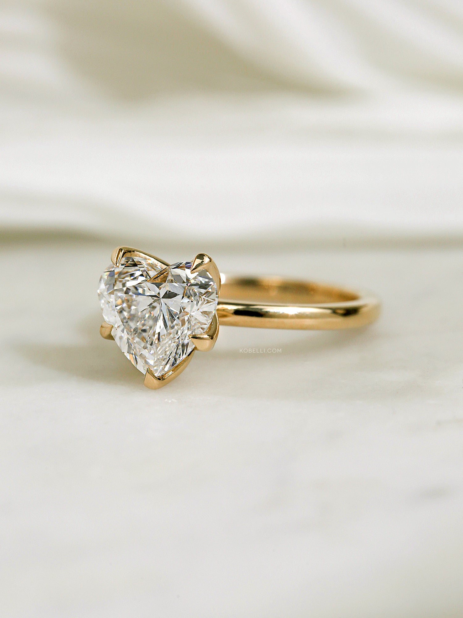3 Carat Lab Grown Diamond Solitaire Plain Comfort Band Clover Ring