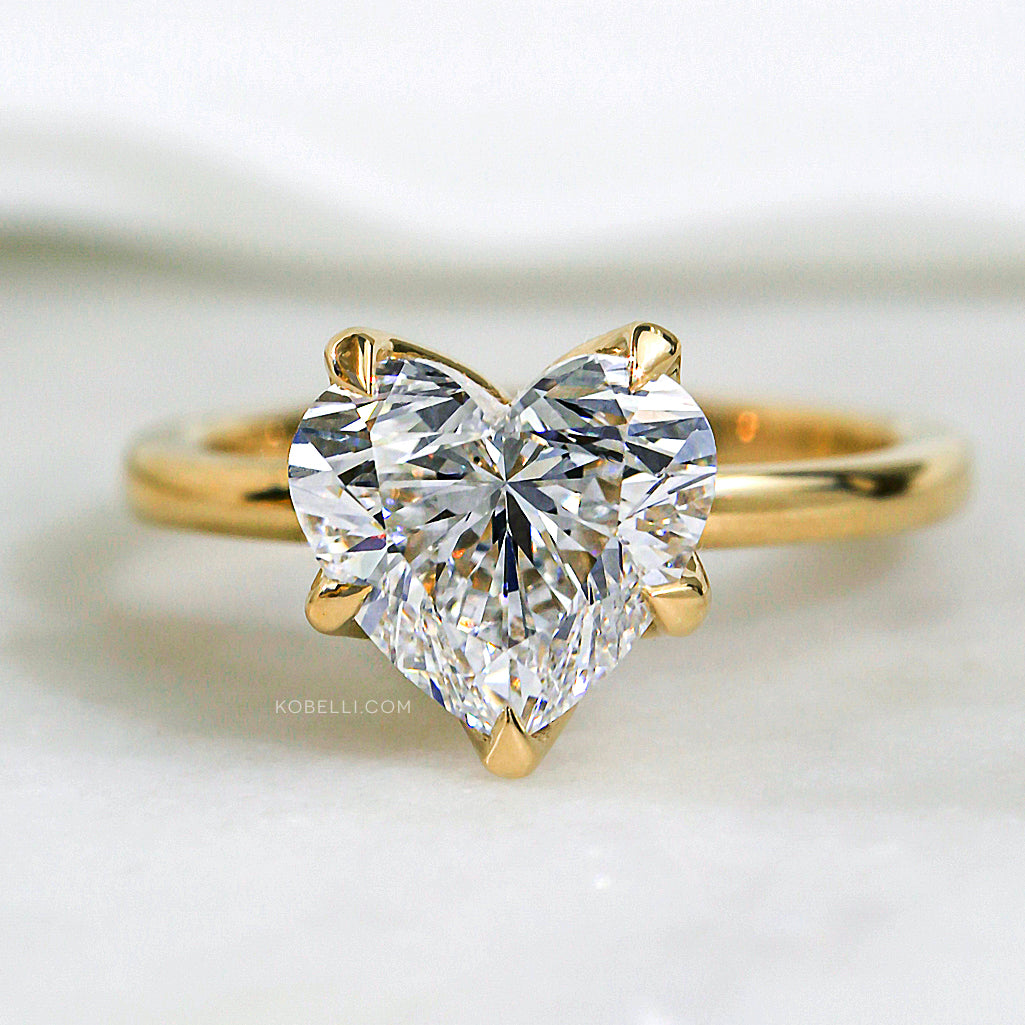3 Carat Lab Grown Diamond Solitaire Plain Comfort Band Clover Ring