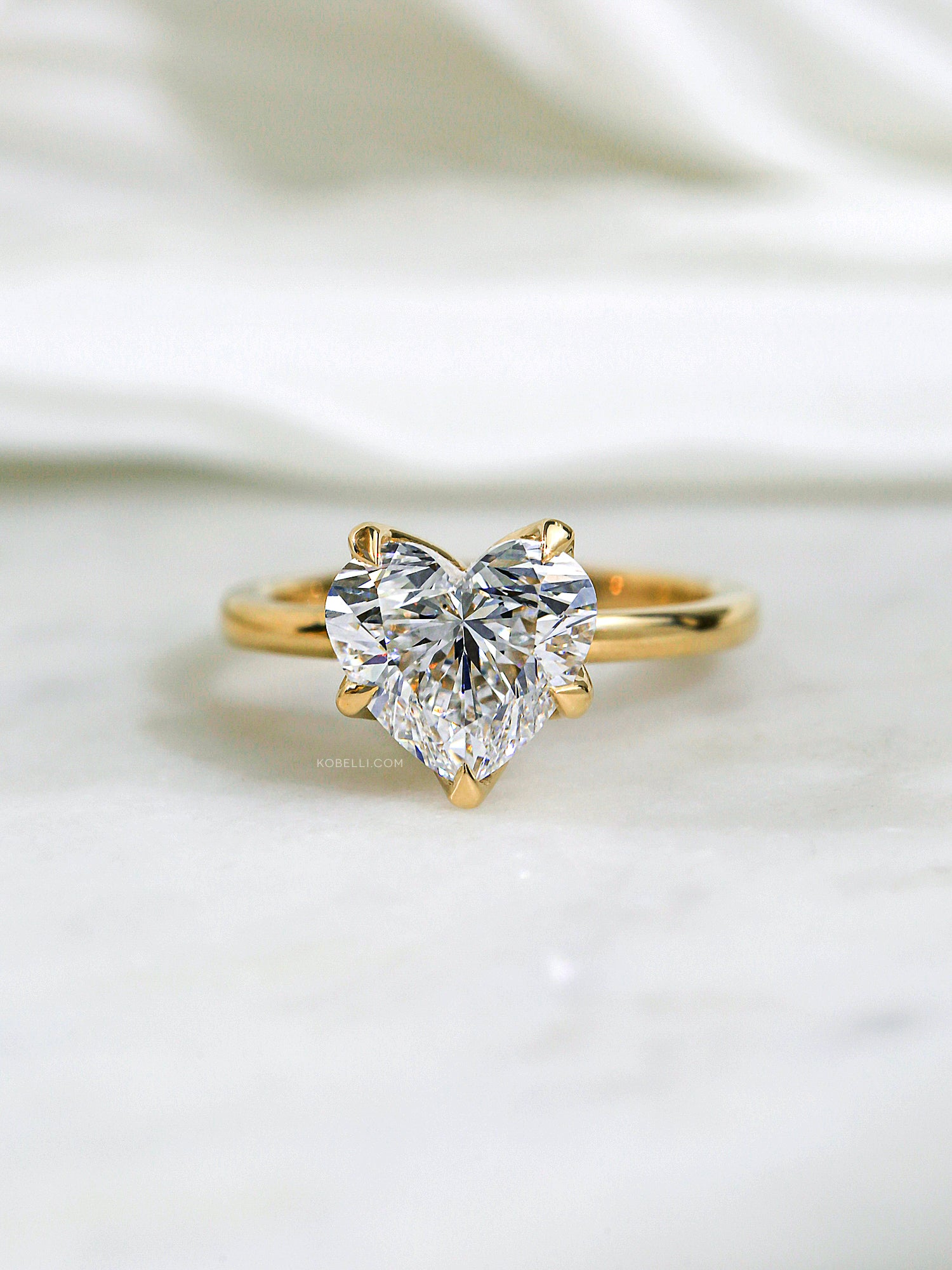 3 Carat Lab Grown Diamond Solitaire Plain Comfort Band Clover Ring