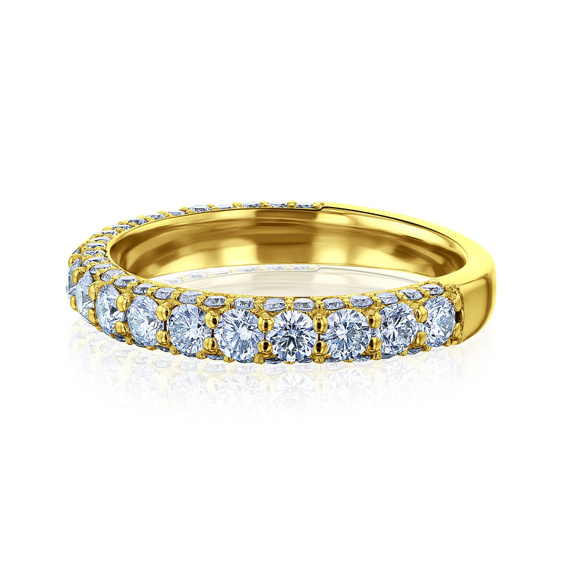 Multi-row diamond band in yellow gold option