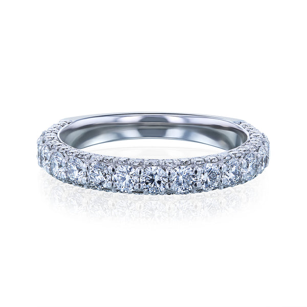 Multi-row diamond band triple micro-pave in white gold