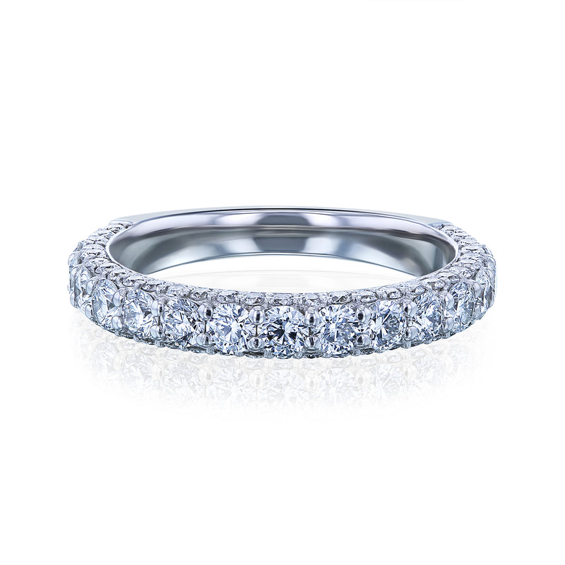 Multi-row diamond band triple micro-pave in white gold