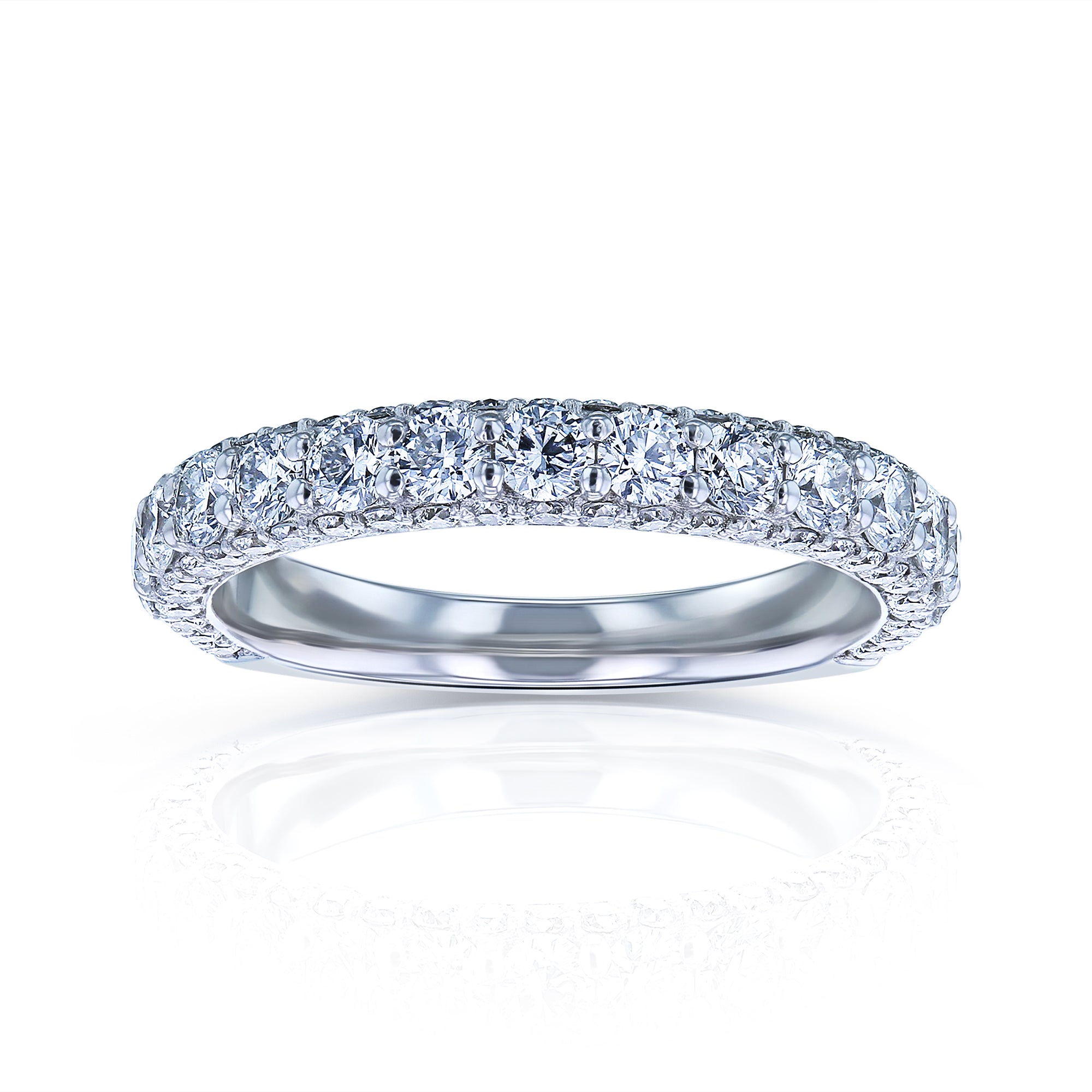 1 1/2 Carats Lab Grown Diamond-Coated Comfort Fit Wedding Band in White Gold