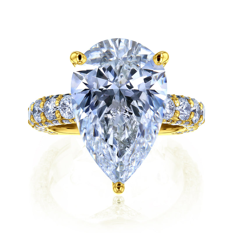 Kobelli Grown Pear Diamond Engagement Ring in Yellow Gold