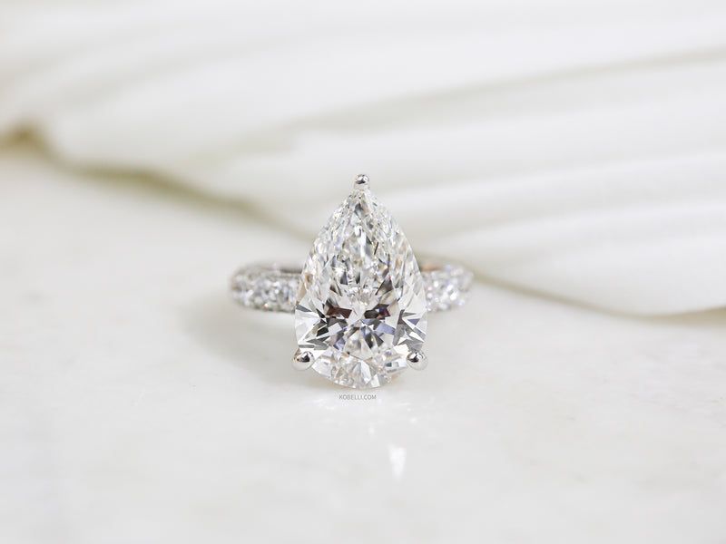 Kobelli Grown Pear Diamond Engagement Ring straight shot