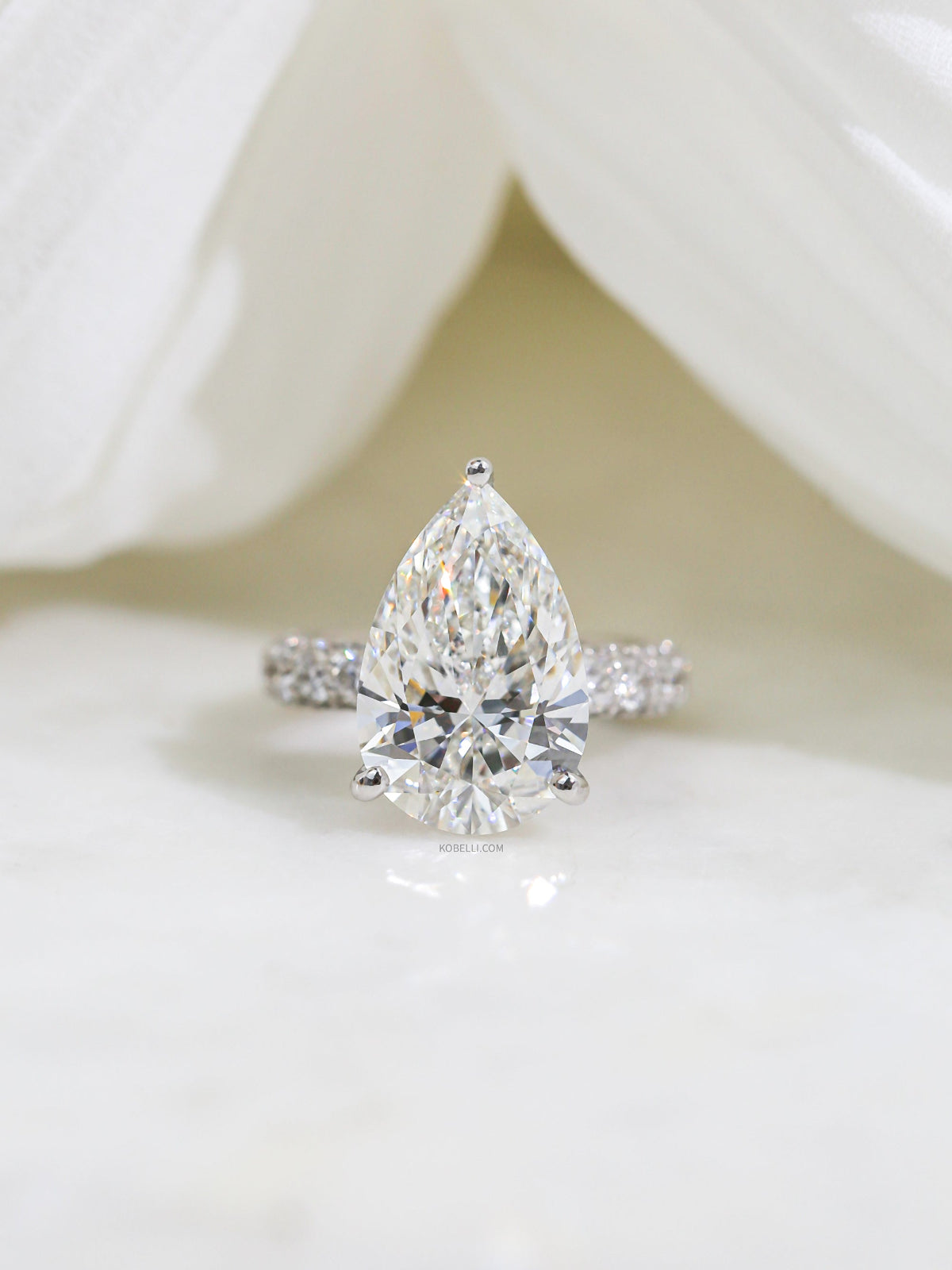 Kobelli Grown Pear Diamond Engagement Ring diamond focused
