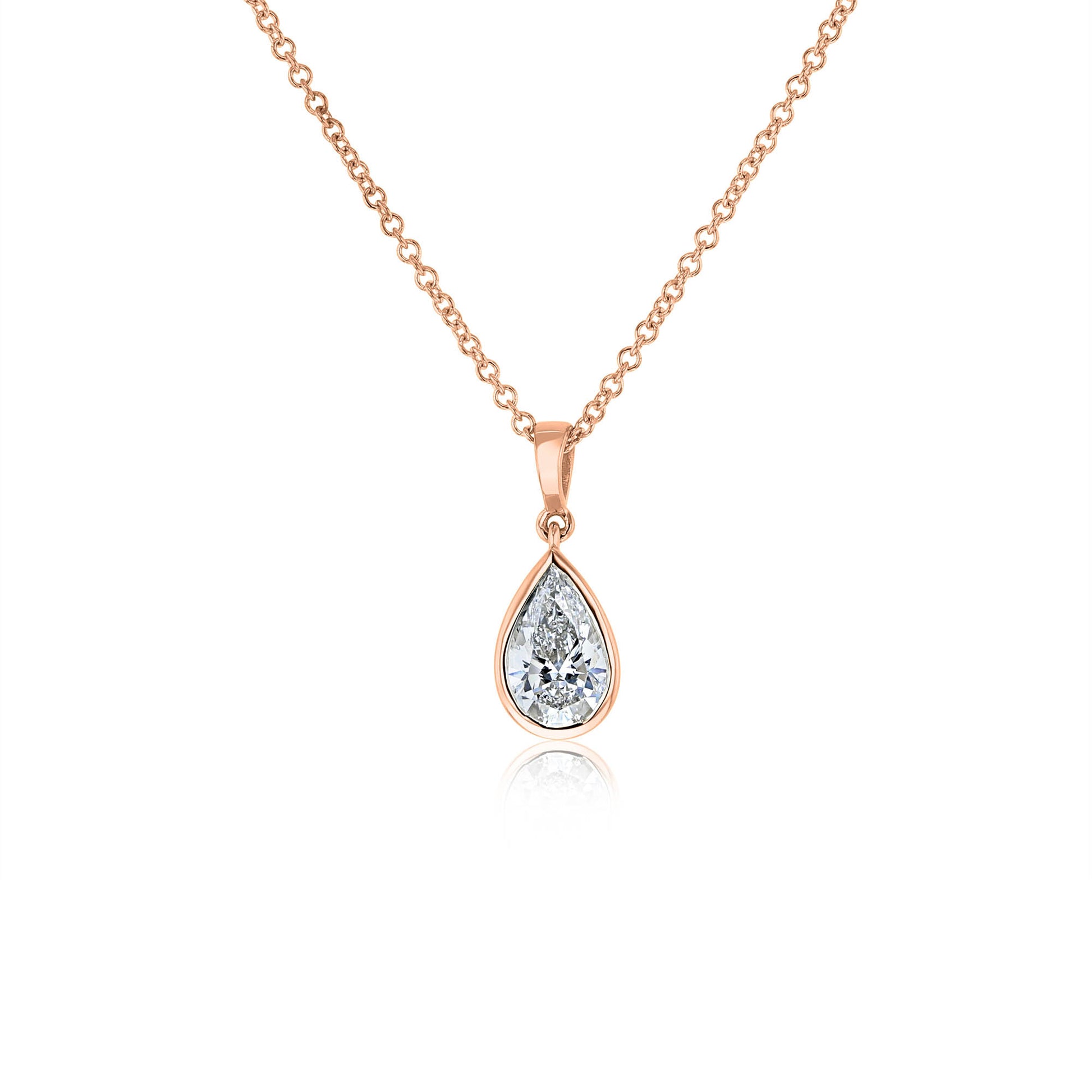 1 Carat Lab Grown Diamond Solitaire Serena Necklace in Rose Gold