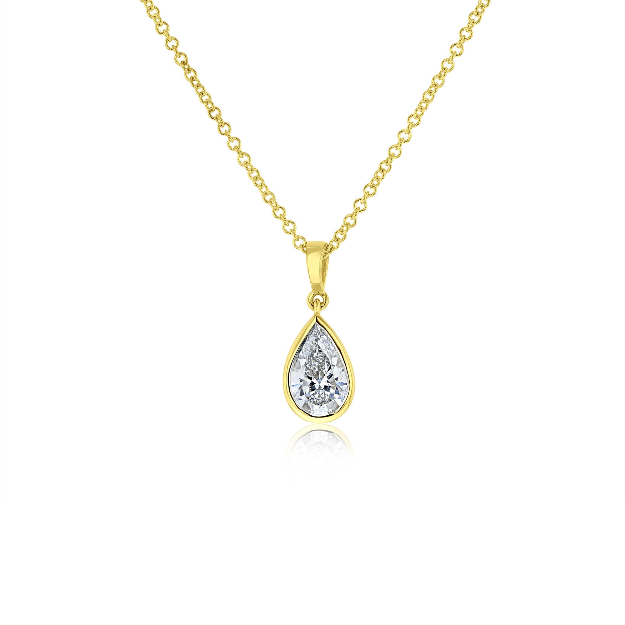 1 Carat Lab Grown Diamond Solitaire Serena Necklace in Yellow Gold