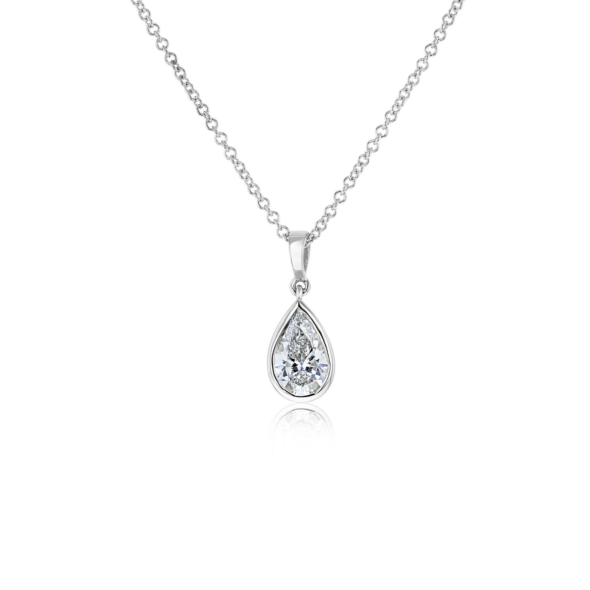 1 Carat Lab Grown Diamond Solitaire Serena Necklace in White Gold