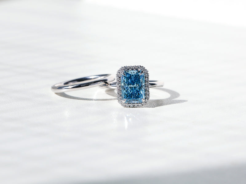 3ct Blue Diamond Aomori Bridal Set