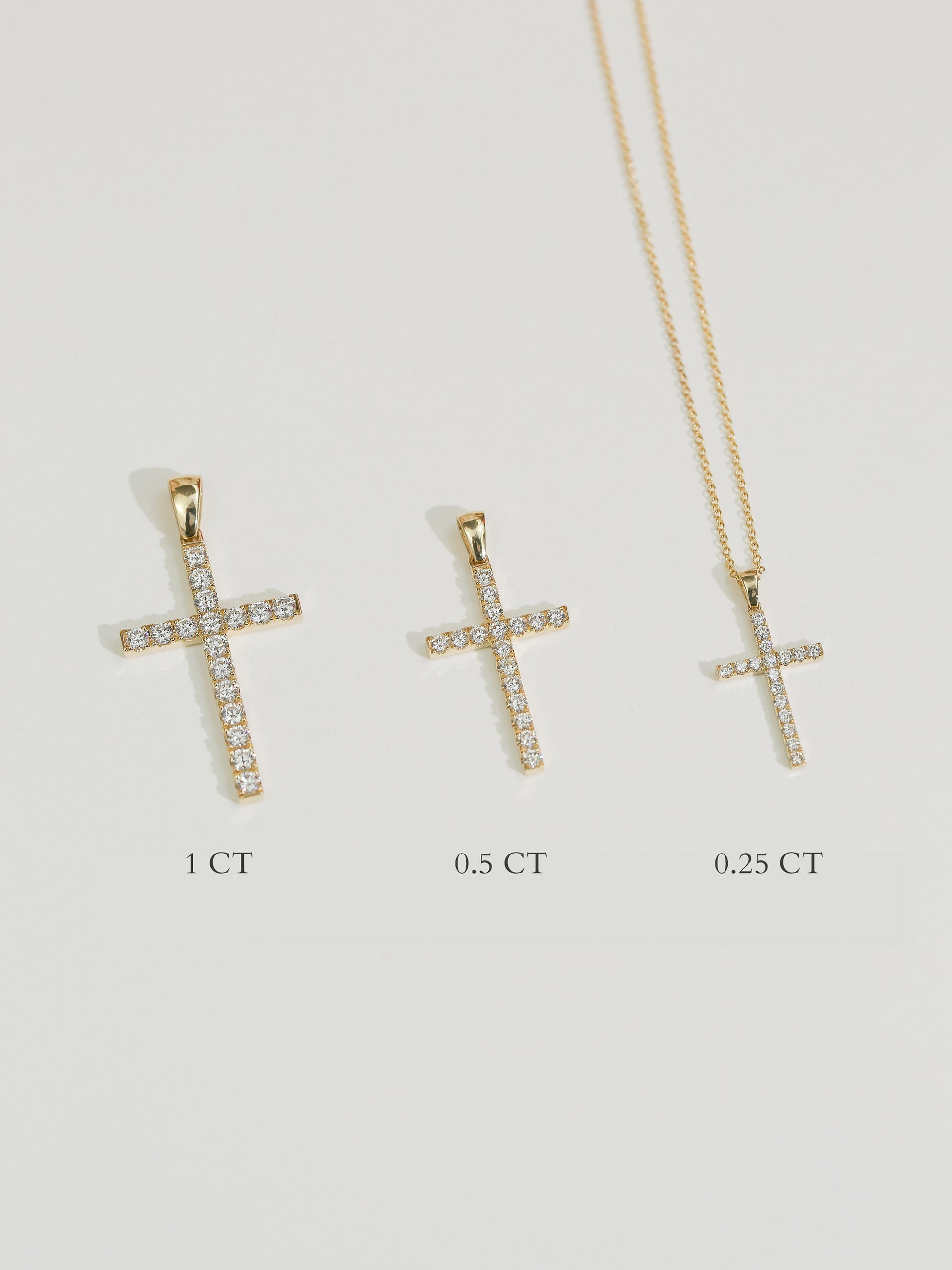 comparison for 0.25 carat option, 0.50 carat option, and 1 carat option (styles LG63082, LG63083, LG63084)
