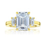 5.1 Carat Emerald Diamond Three Stone Ring in Yellow Gold