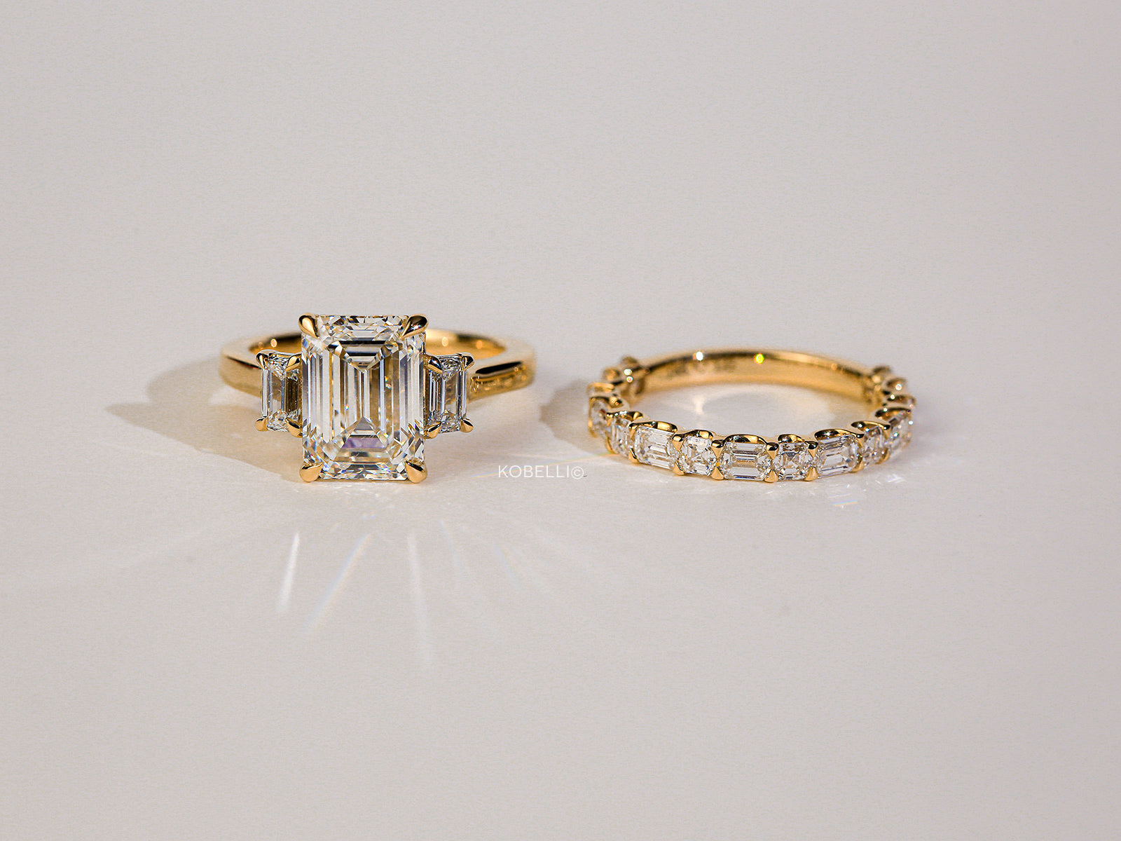 engagement ring and wedding band