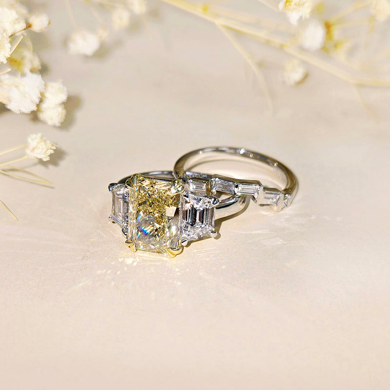 Kobelli 7.2 Carat Fancy Yellow Lab Grown Diamond Maryna Bridal Set