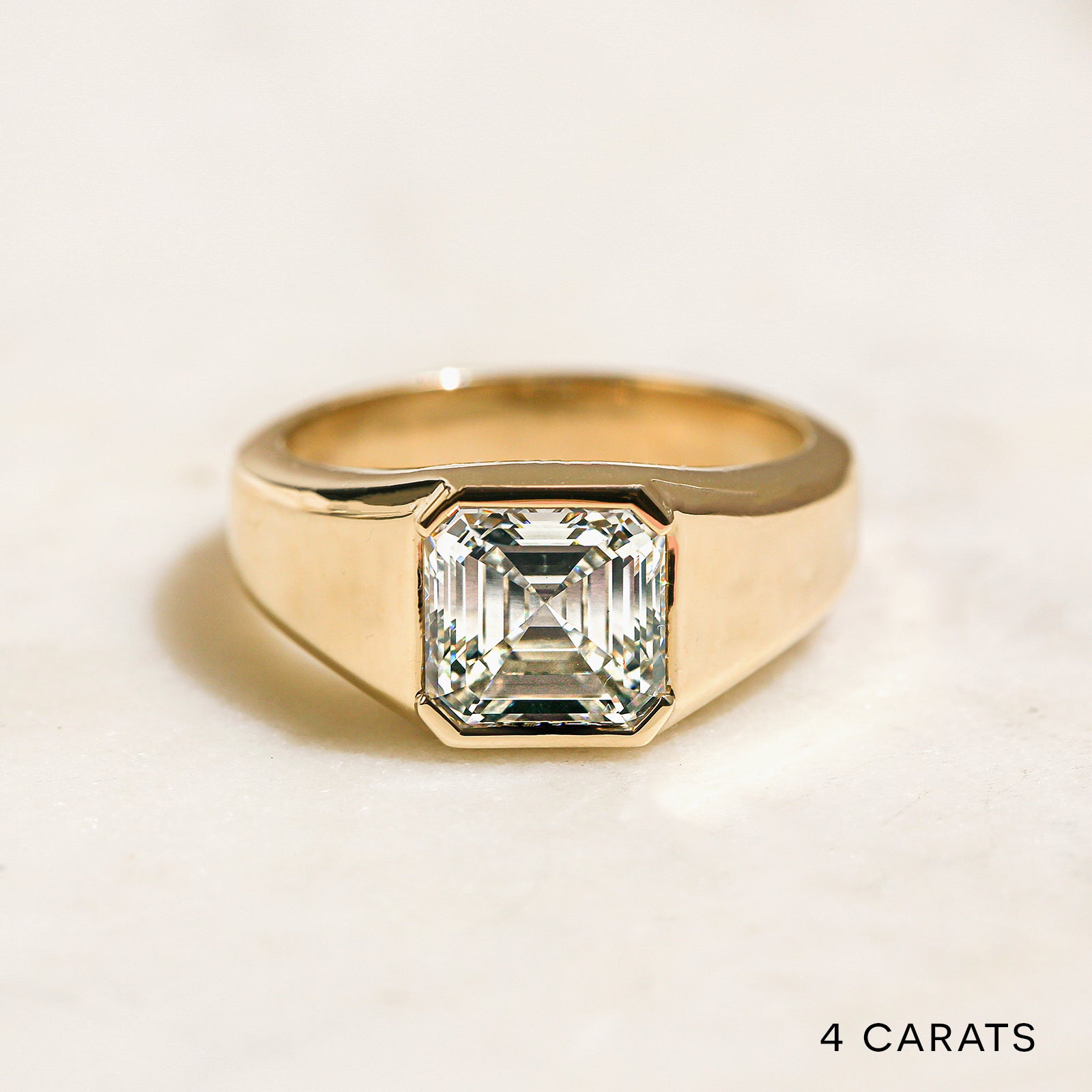 2, 3, or 4 Carat Lab Grown Diamond Wide Solitaire Sidney Ring