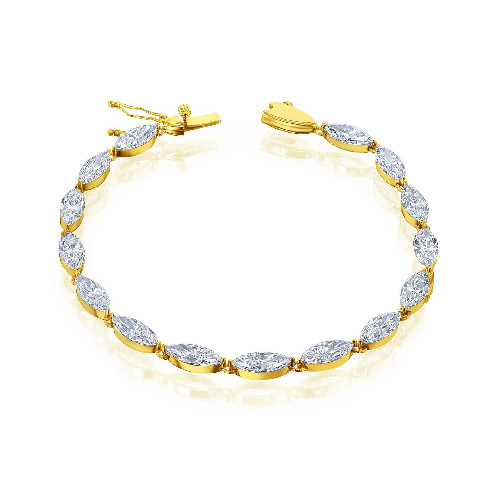 marquise diamond tennis bracelet - 14k yellow gold option