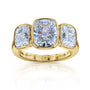 Croft ring in yellow gold - 3-stone elongated cushion diamonds bezel-set engagement ring