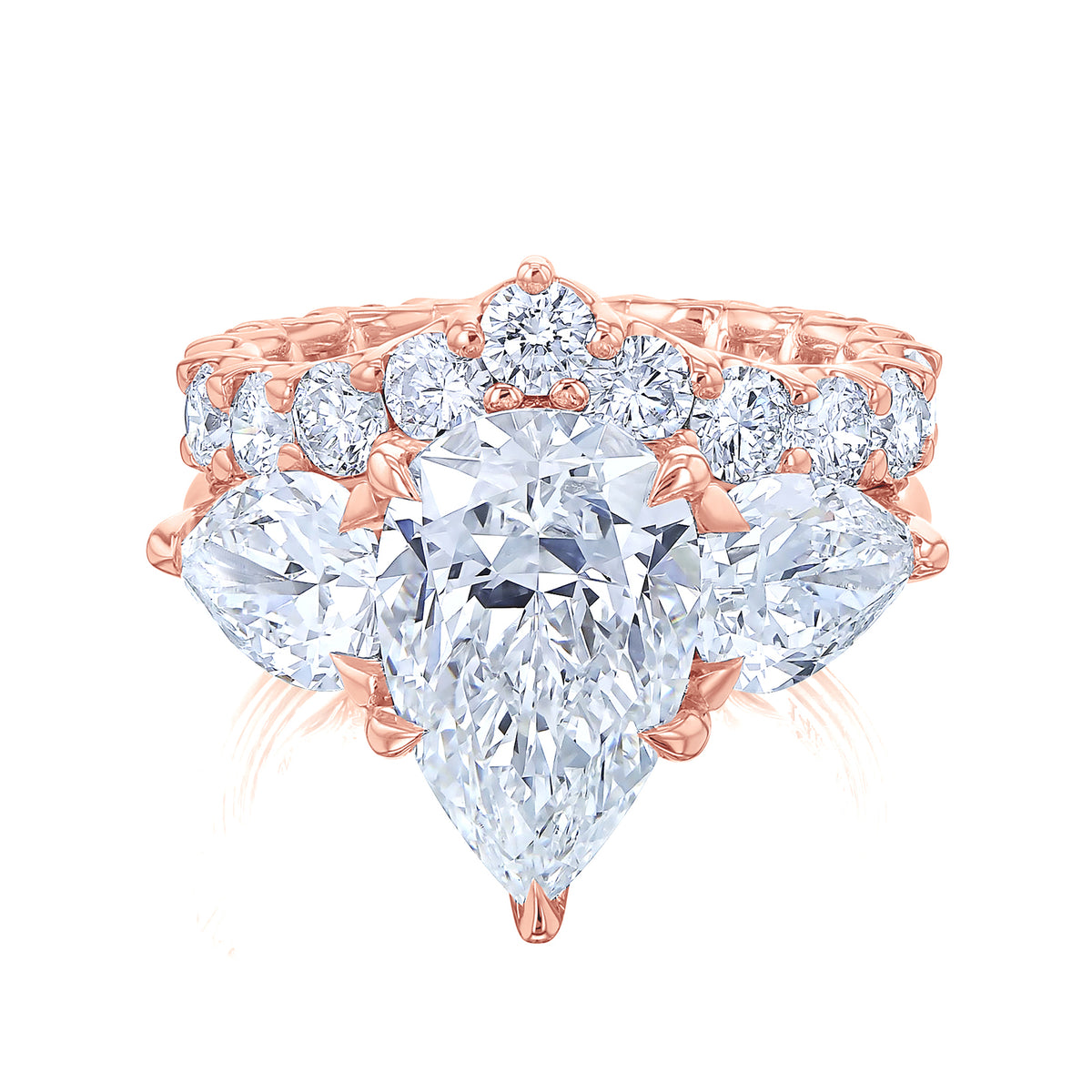 ~9.85 Carat Lab Grown Diamond Eternity Pear Elena Bridal Set