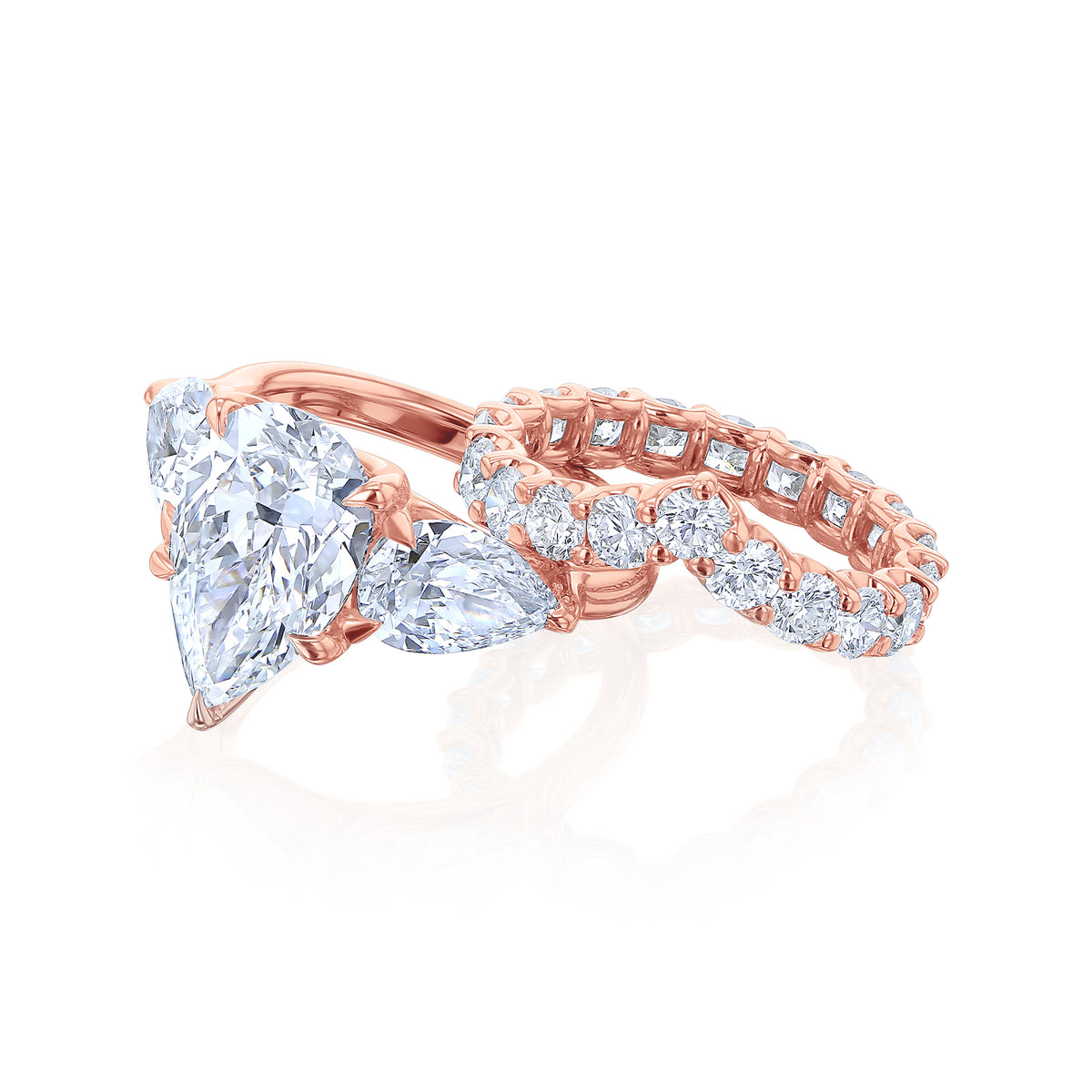~9.85 Carat Lab Grown Diamond Eternity Pear Elena Bridal Set