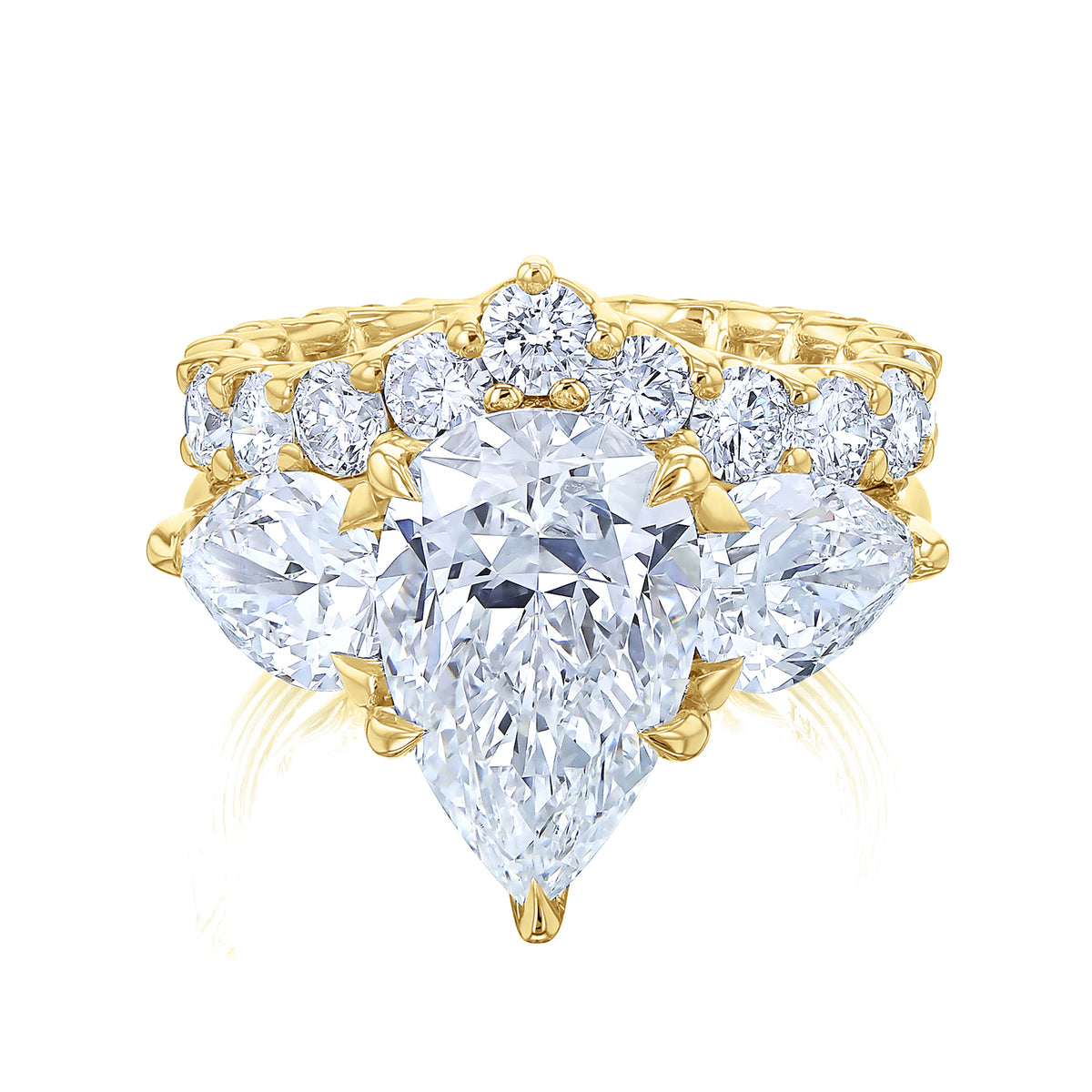 ~9.85 Carat Lab Grown Diamond Eternity Pear Elena Bridal Set
