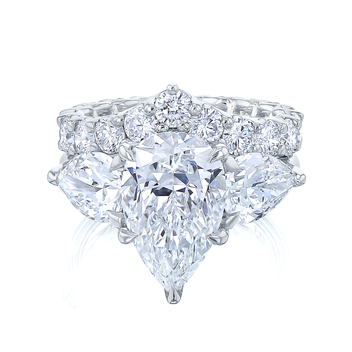 ~9.85 Carat Lab Grown Diamond Eternity Pear Elena Bridal Set