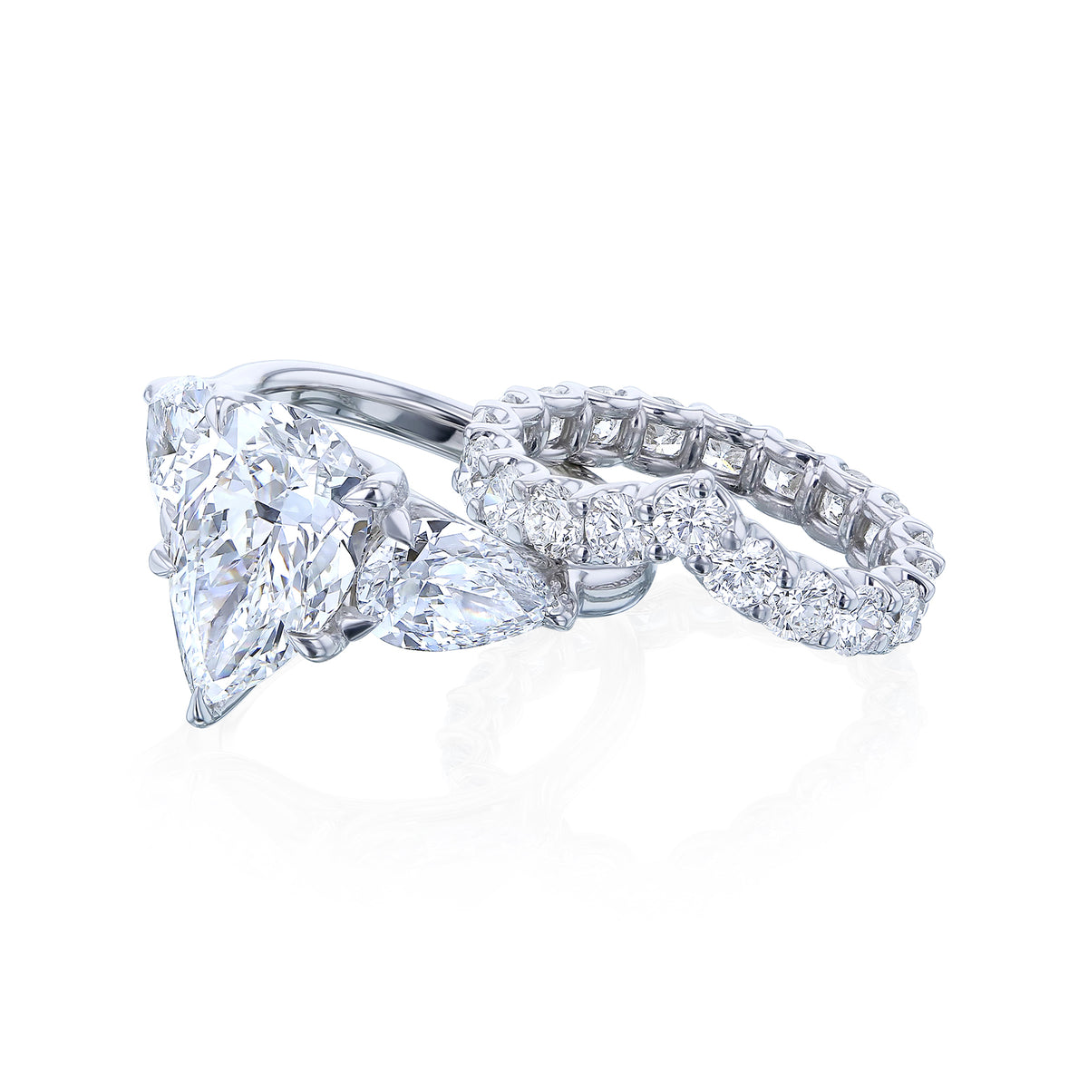 ~9.85 Carat Lab Grown Diamond Eternity Pear Elena Bridal Set