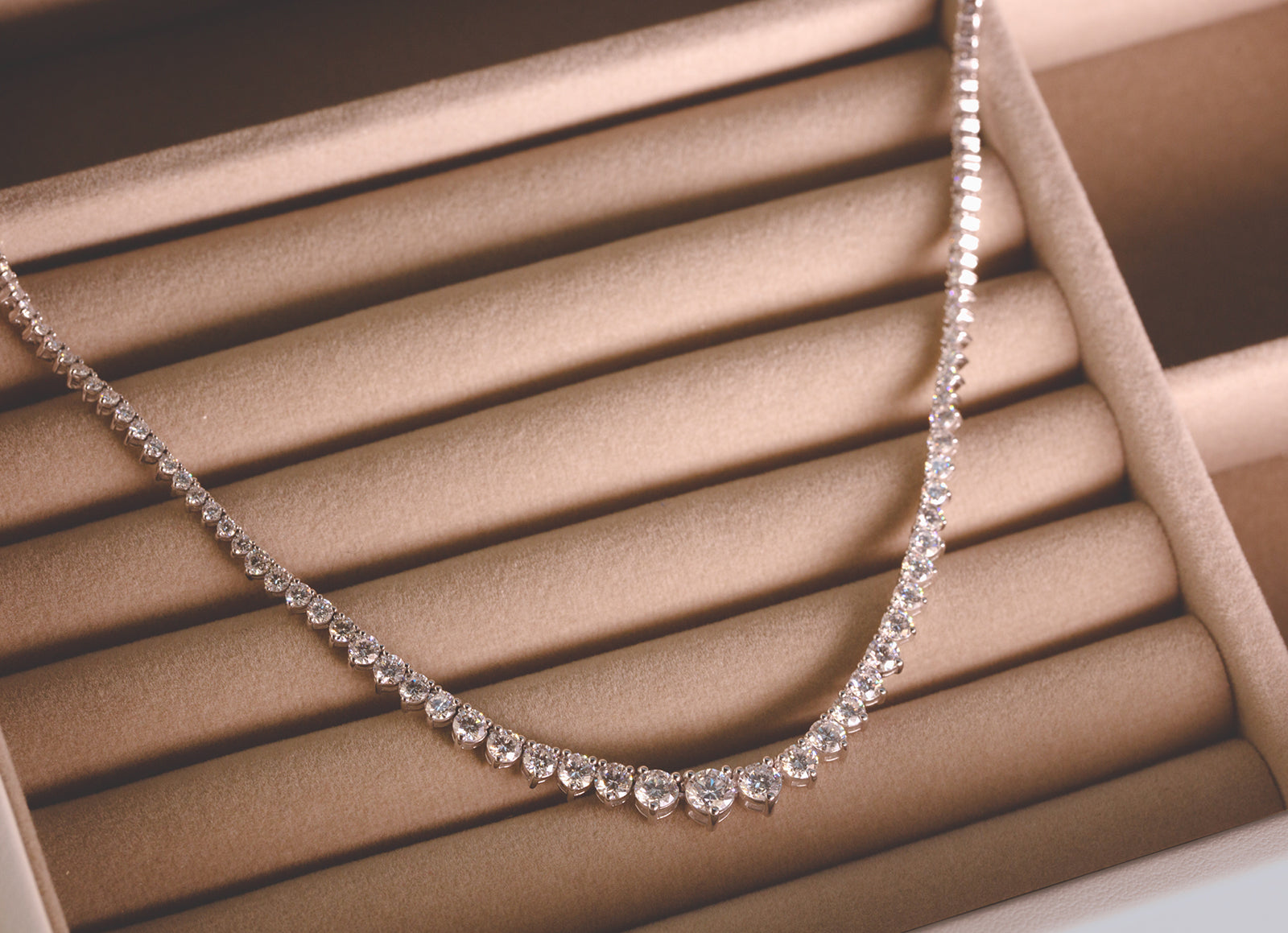 5 or 8 Carat Lab Grown Diamond Tennis Lupe Necklace