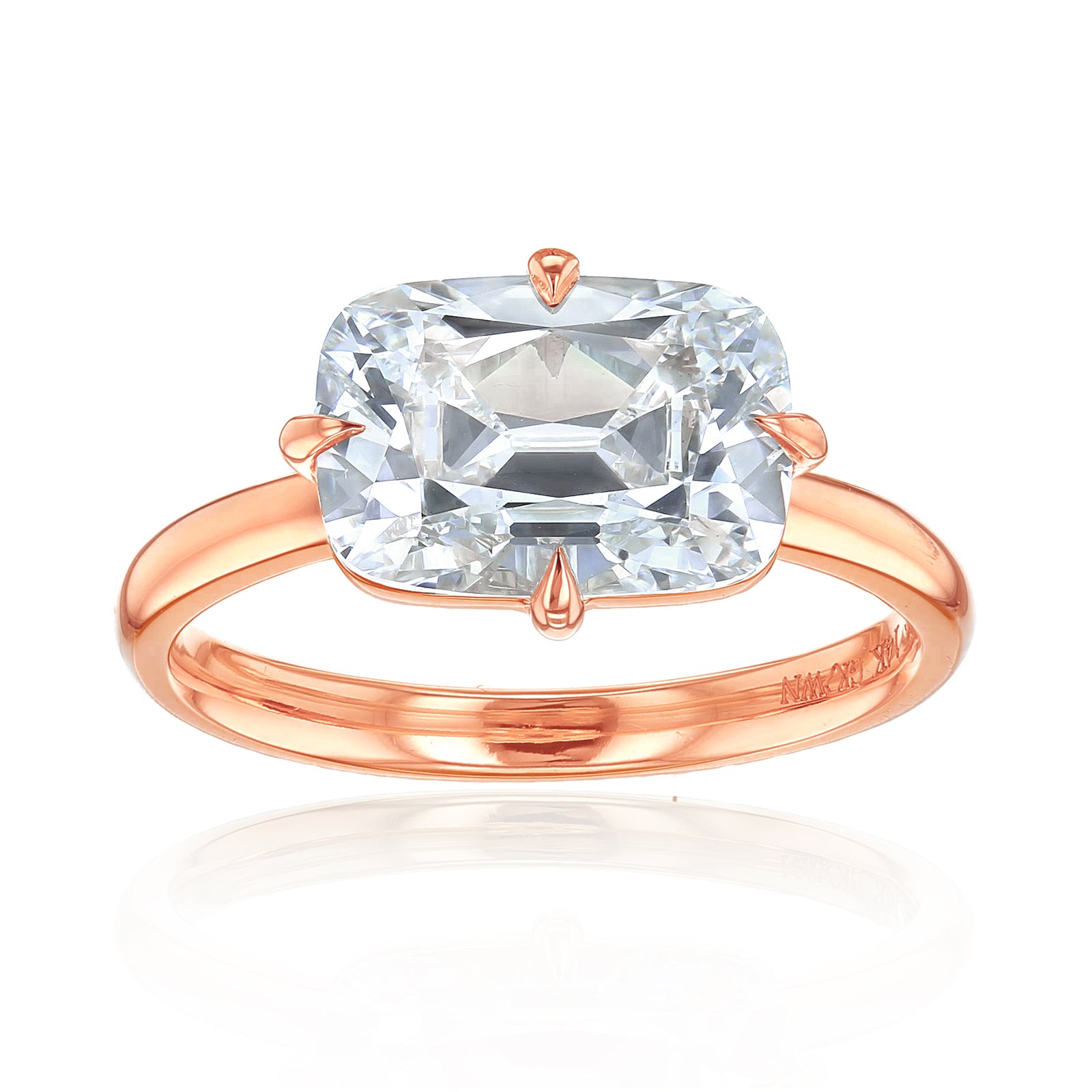 Kobelli Elongated Cushion Diamond East-West Solitaire Engagement Ring - rose gold option