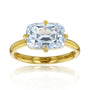 Kobelli Elongated Cushion Diamond East-West Solitaire Engagement Ring - yellow gold option