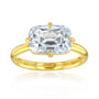 Kobelli Elongated Cushion Diamond East-West Solitaire Engagement Ring - yellow gold option
