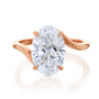 Kobelli Elongated Oval Solitaire Bypass Style Engagement Ring in Rose Gold