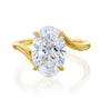 Kobelli Elongated Oval Solitaire Bypass Style Engagement Ring in Yellow Gold