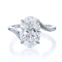 Kobelli Elongated Oval Solitaire Bypass Style Engagement Ring in White Gold