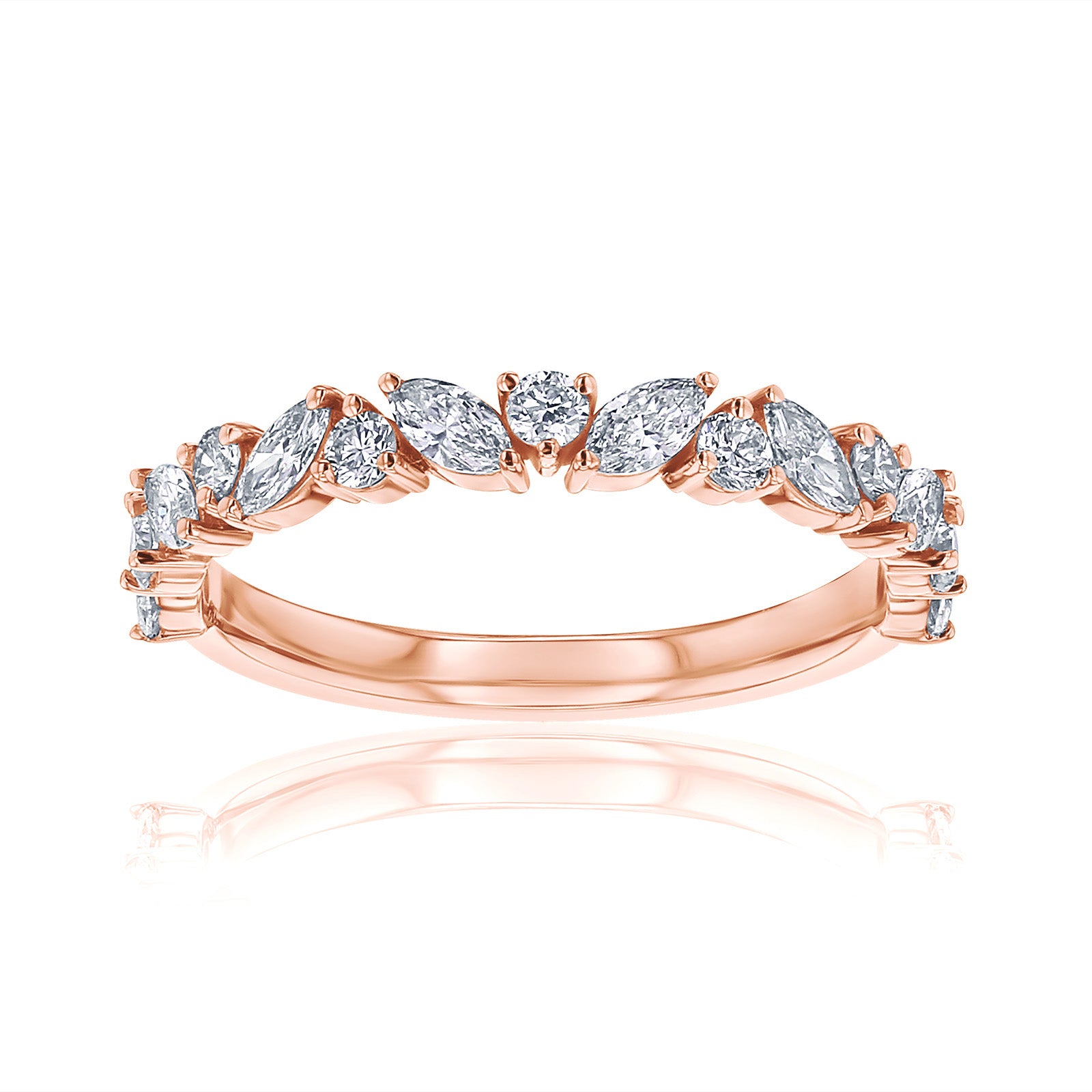 0.7 Carat Lab Grown Diamond Alternating Half Eternity Robin Ring