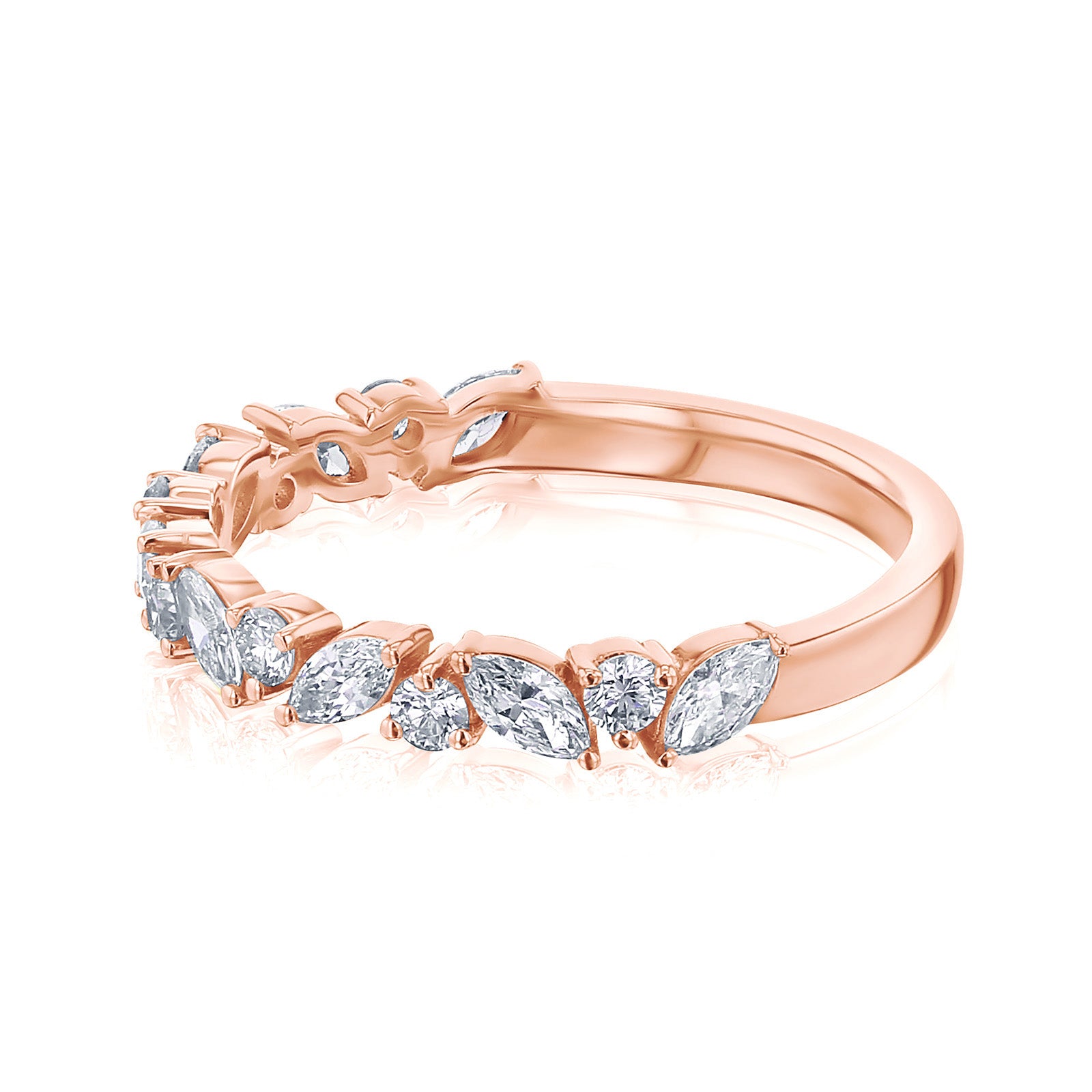 0.7 Carat Lab Grown Diamond Alternating Half Eternity Robin Ring