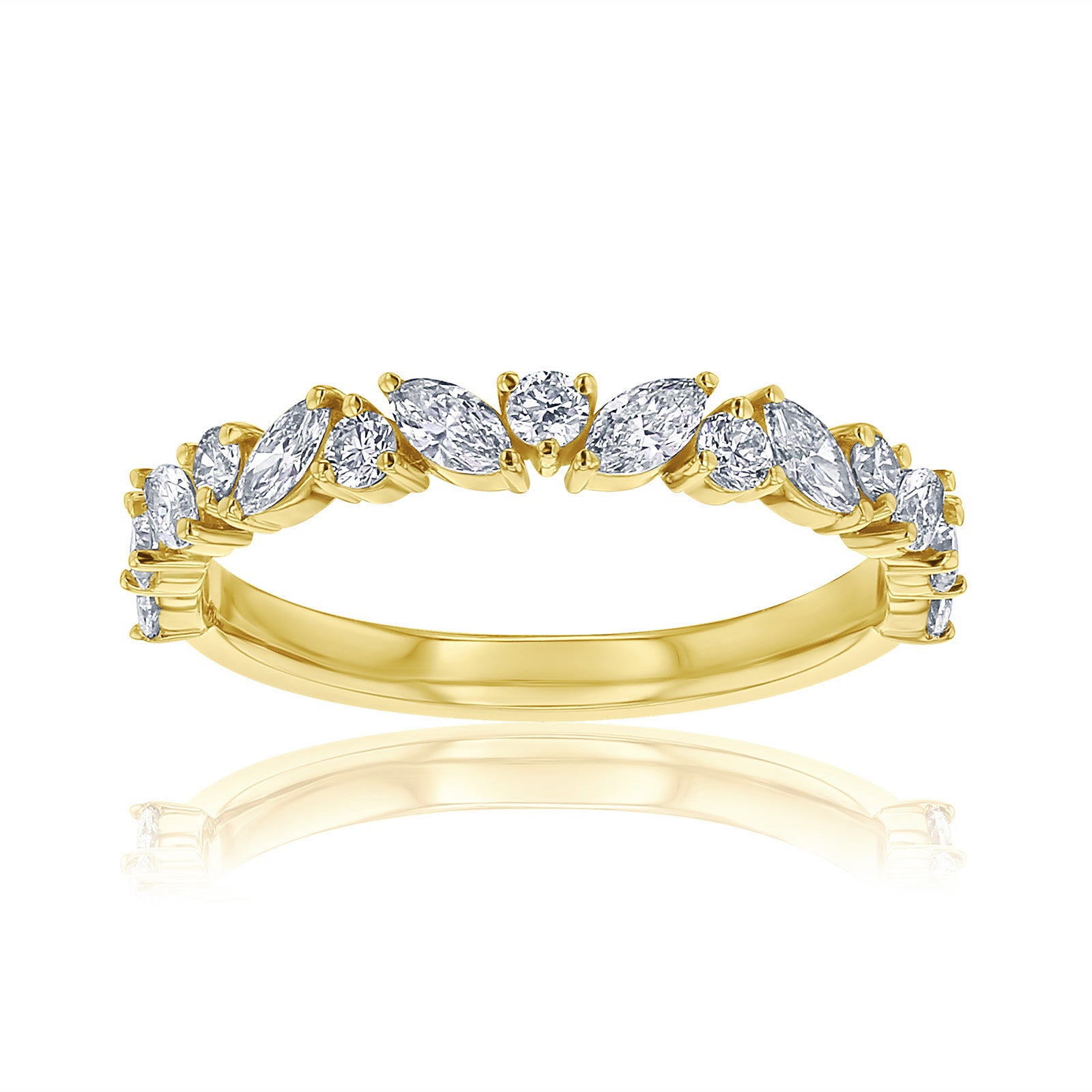 0.7 Carat Lab Grown Diamond Alternating Half Eternity Robin Ring
